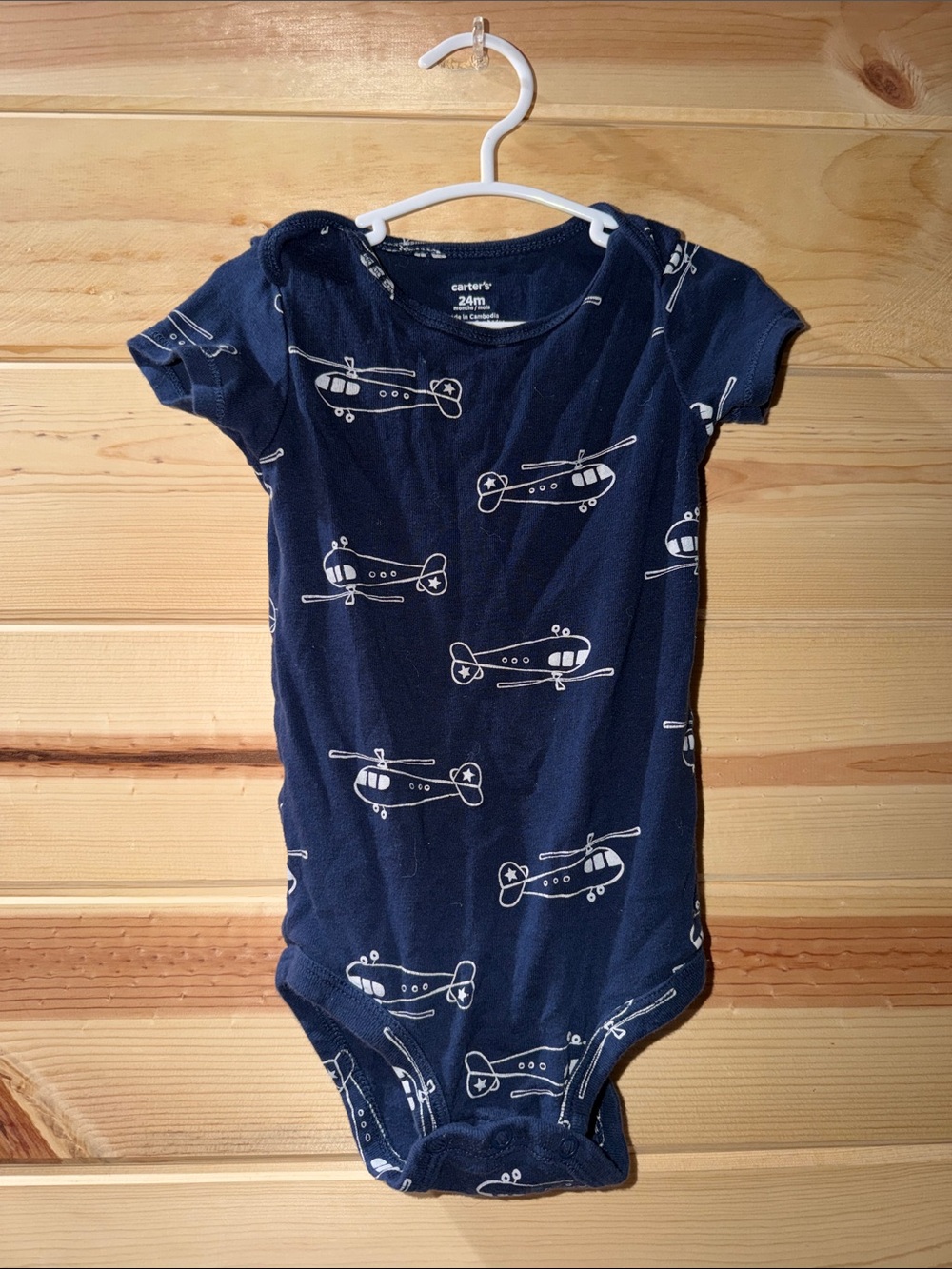 Carter's Navy and White Airplane Print One-Piece Bodysuit
